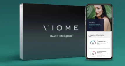 Product shot of Viome's at-home intelligence test