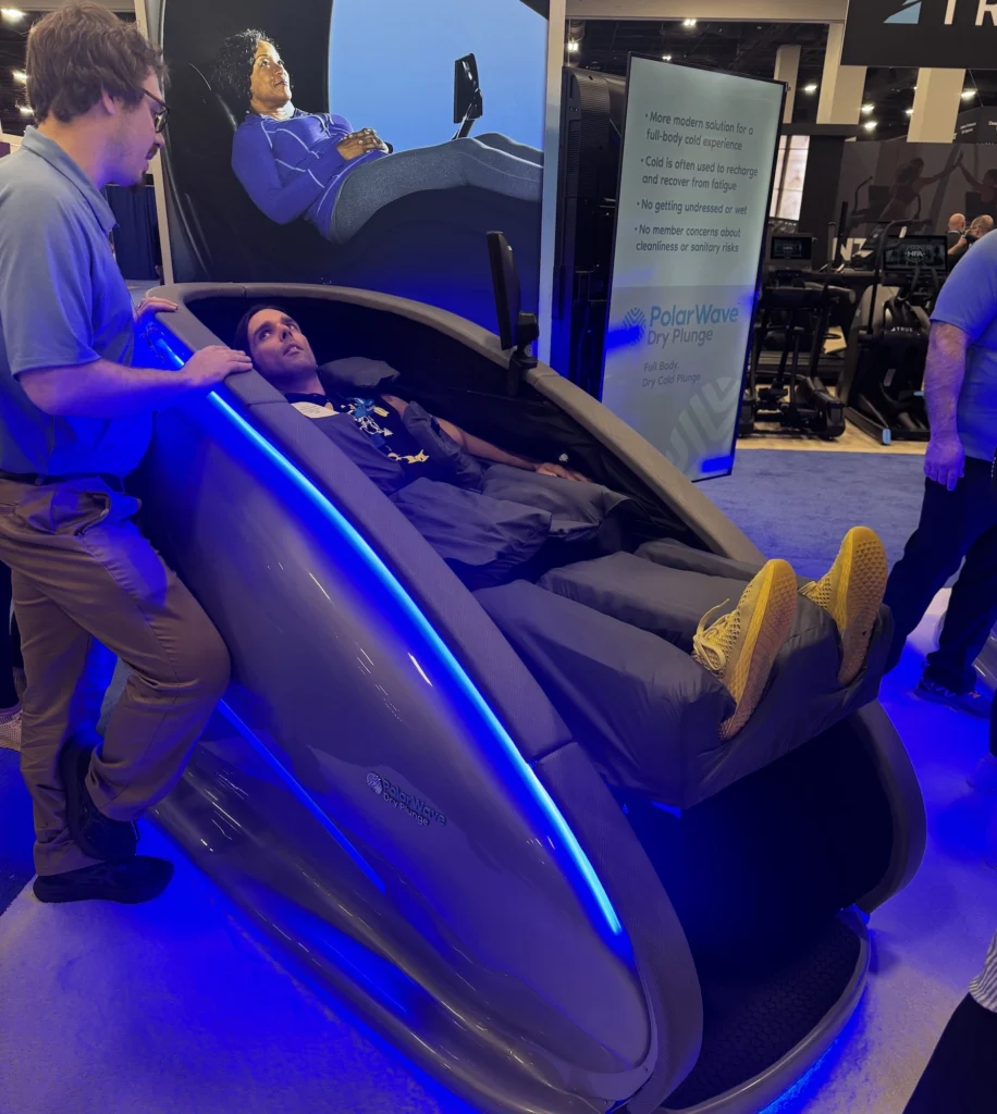 man sits in a cooling recovery chair