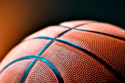 A close-up image of a basketball.