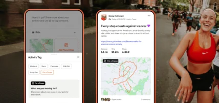 phone app shows Strava's new for a cause feature