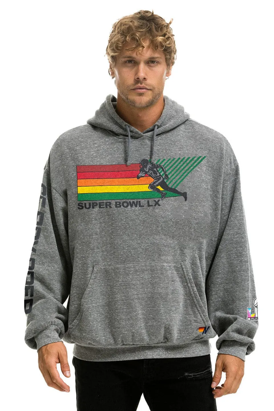 Aviator Nation x Super Bowl 2026 Grey Relaxed Pullover Hoodie