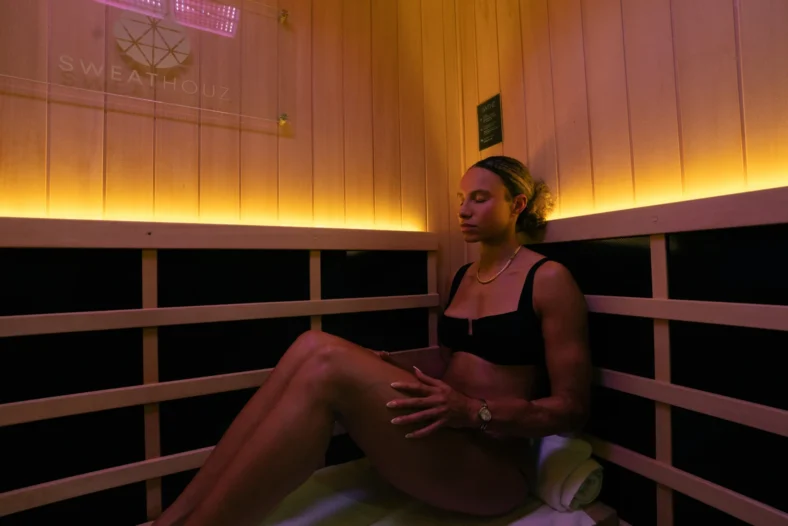 woman inside a SweatHouz sauna