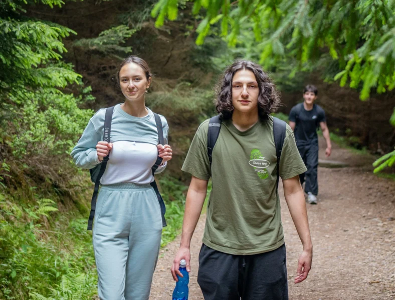 boy and girl on a hike